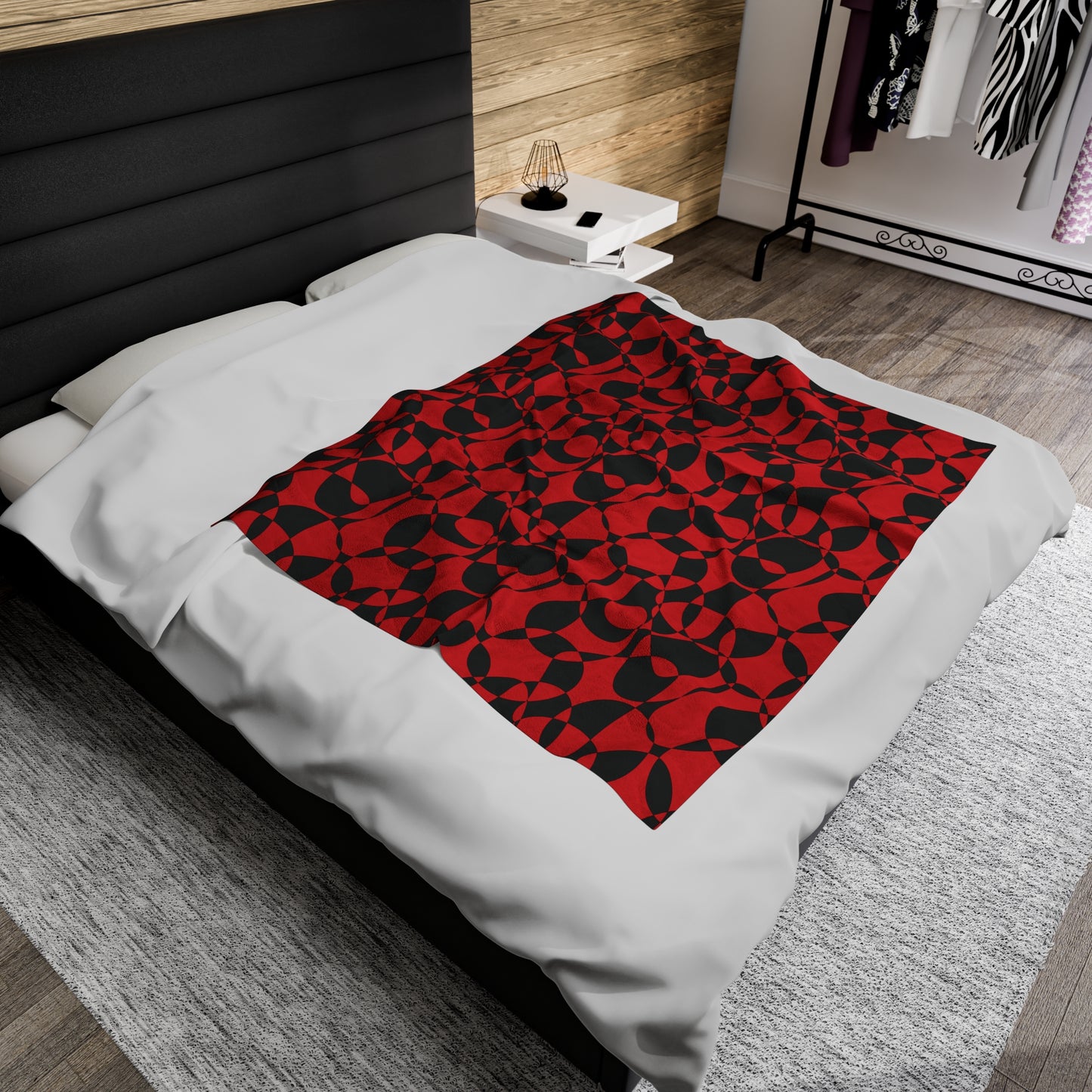 Scarlet Symphony - Black - Velveteen Plush Blanket