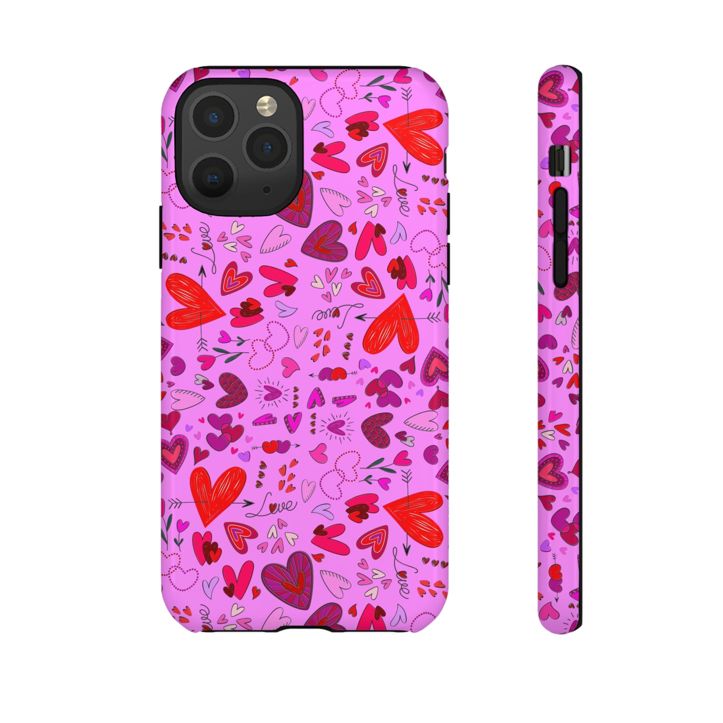 Heart Doodles - Fuschia Pink ff8eff - Tough Cases