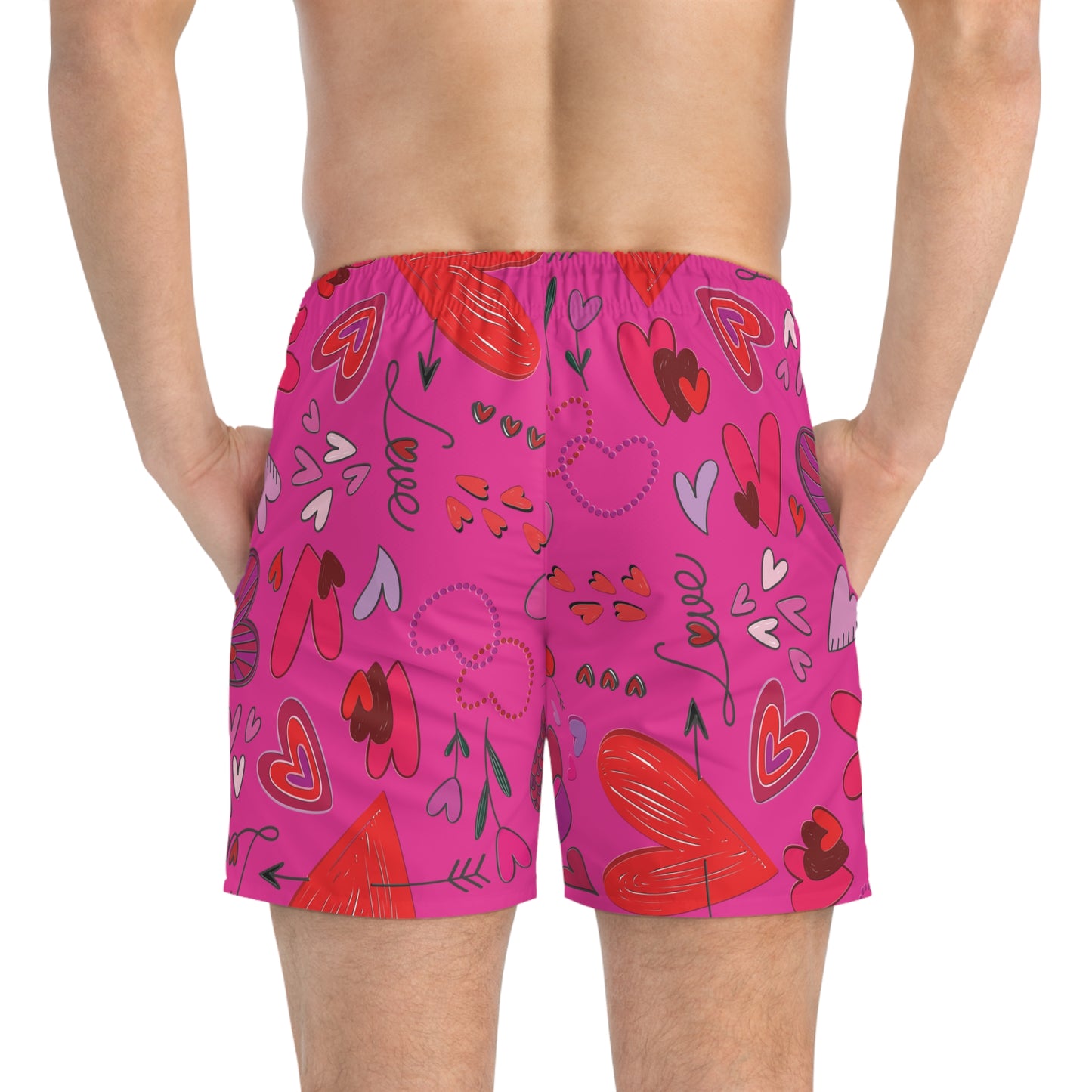 Hearts Doodles - Mean Girls Lipstick ff00a8 - Swim Trunks