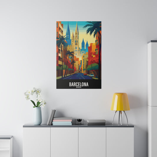 Barcelona - Spain - Black 000000 - Matte Canvas, Stretched, 0.75"