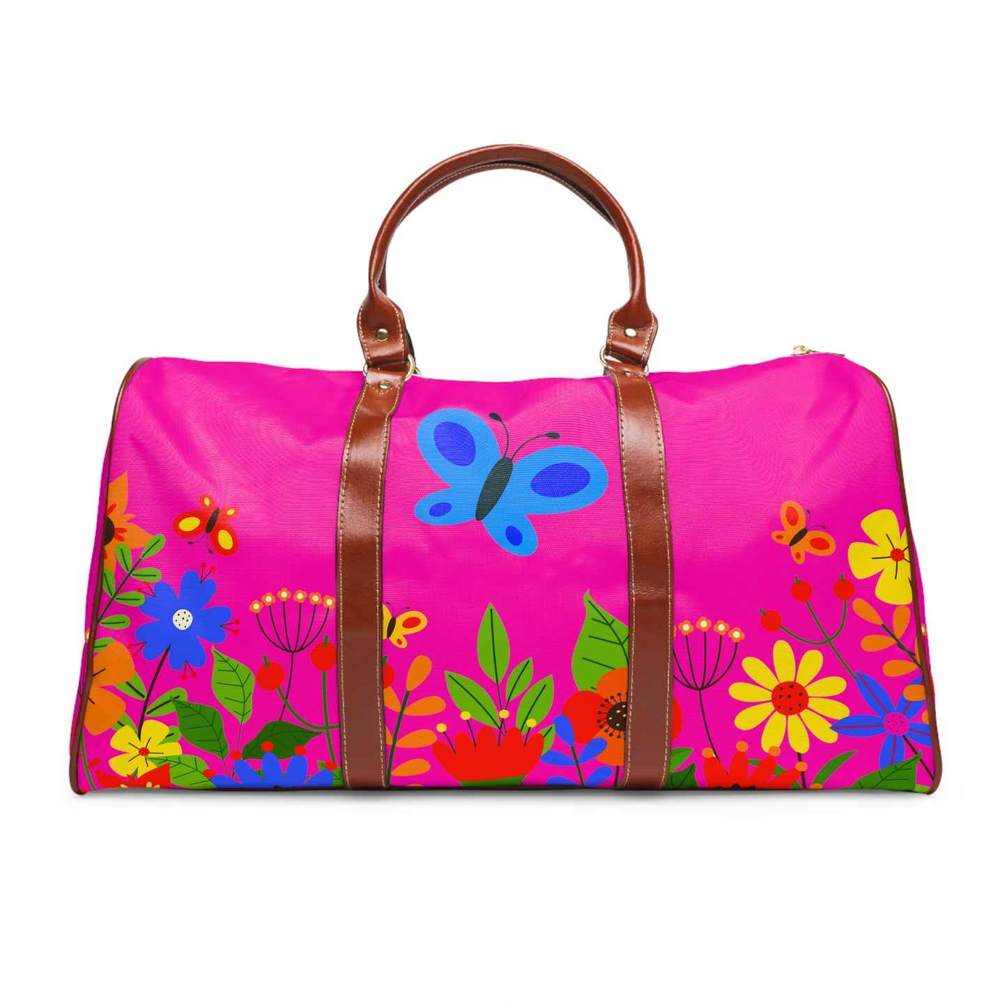Bright Summer flowers - Mean Girls Lipstick ff00a8 - Waterproof Travel Bag
