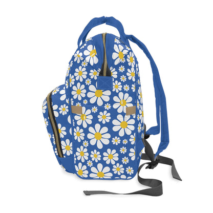 Ducks in Daisies - Denim 0066cc  - Multifunctional Diaper Backpack