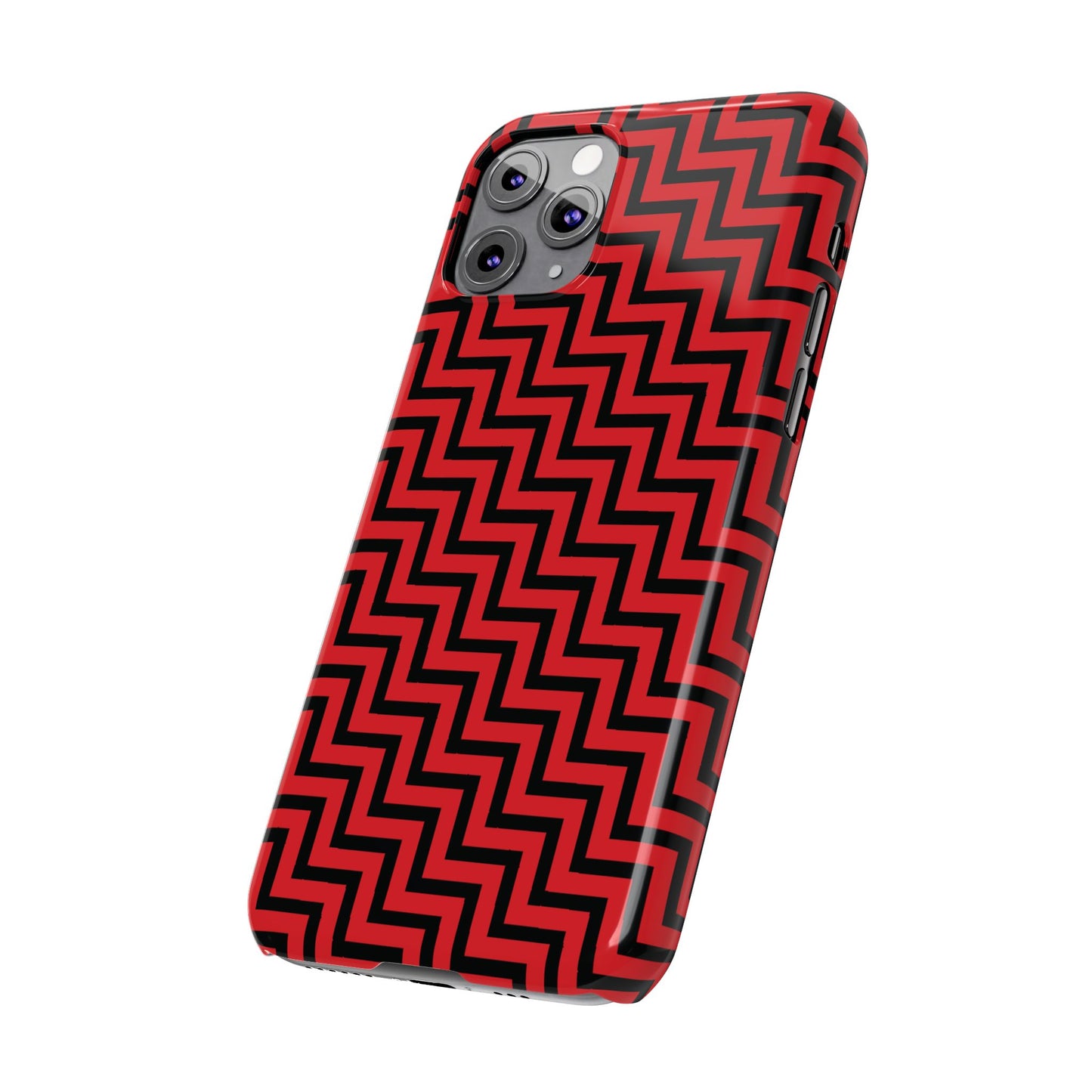 Zigs and Zags - Black - Scarlet - Slim Phone Cases