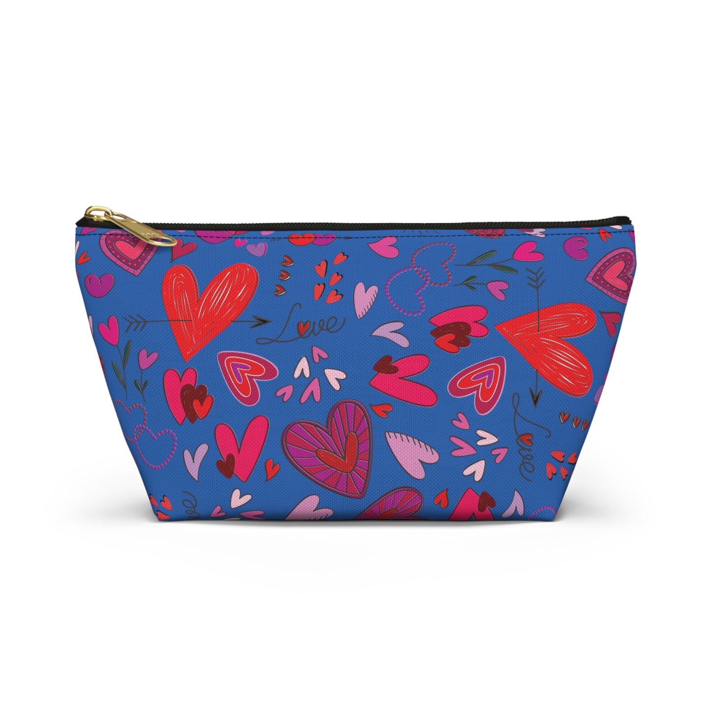 Heart doodles - Denim 0066cc - Accessory Pouch w T-bottom