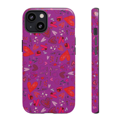 Heart Doodles - Deep Magenta B805AE - Tough Cases