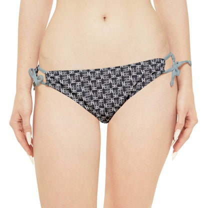 Letter Art - H - Gray - Black 000000 - Strappy Bikini Set