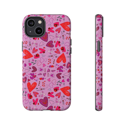 Heart Doodles - Fuschia Pink ff8eff - Tough Cases