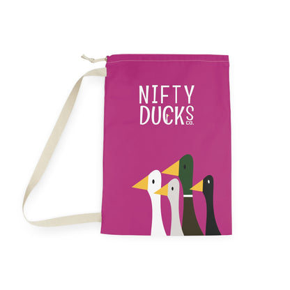 Nifty Ducks Co. Logo2 - Medium Red Violet c42a86 - Laundry Bag
