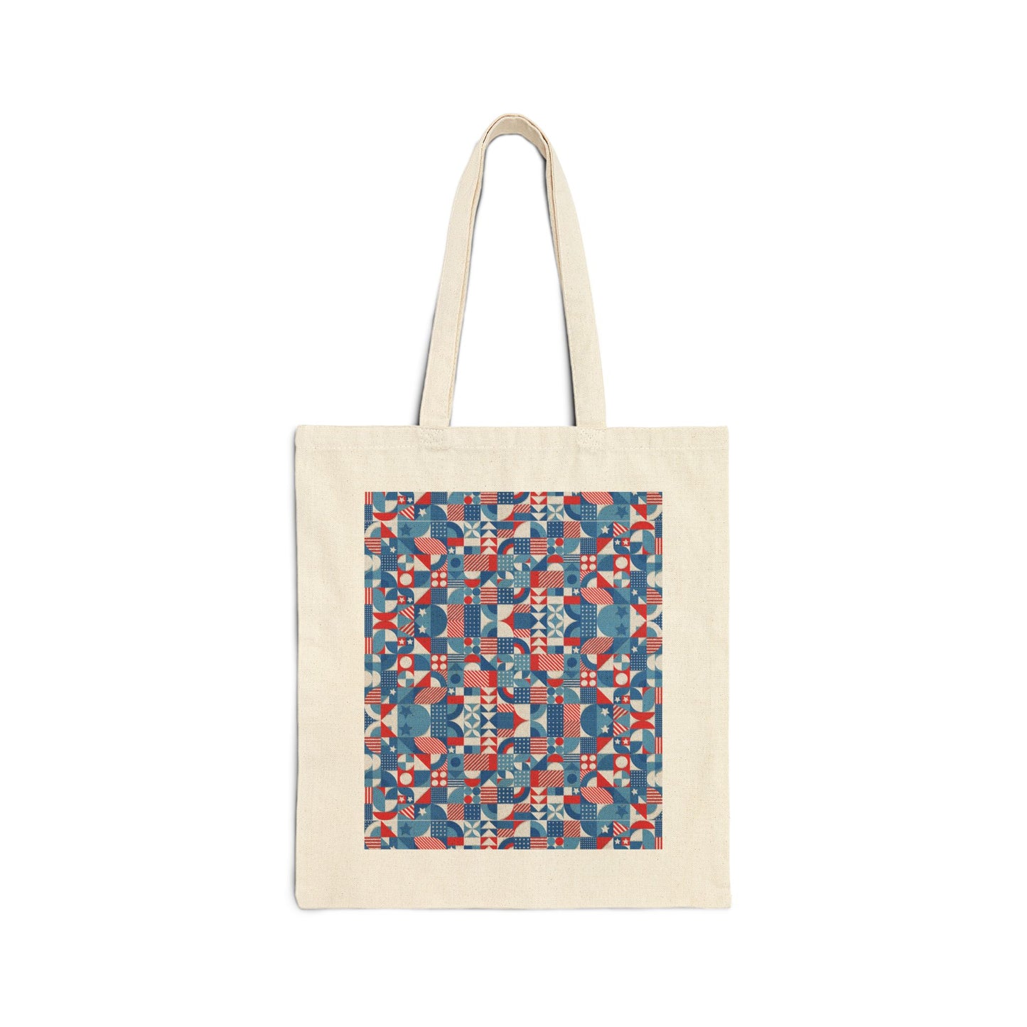 Red White and Blue Bold Pattern - Oil Paint Texture - Cotton Canvas Tote Bag