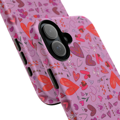 Heart Doodles - Fuschia Pink ff8eff - Tough Cases