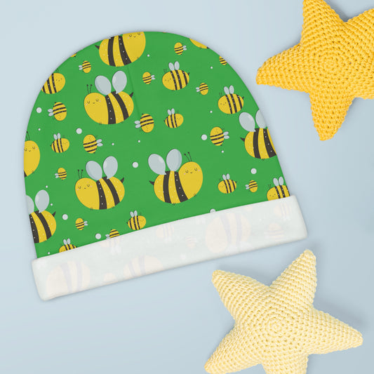 Lots of Bees - Lime Green 21C12E - Baby Beanie (AOP)