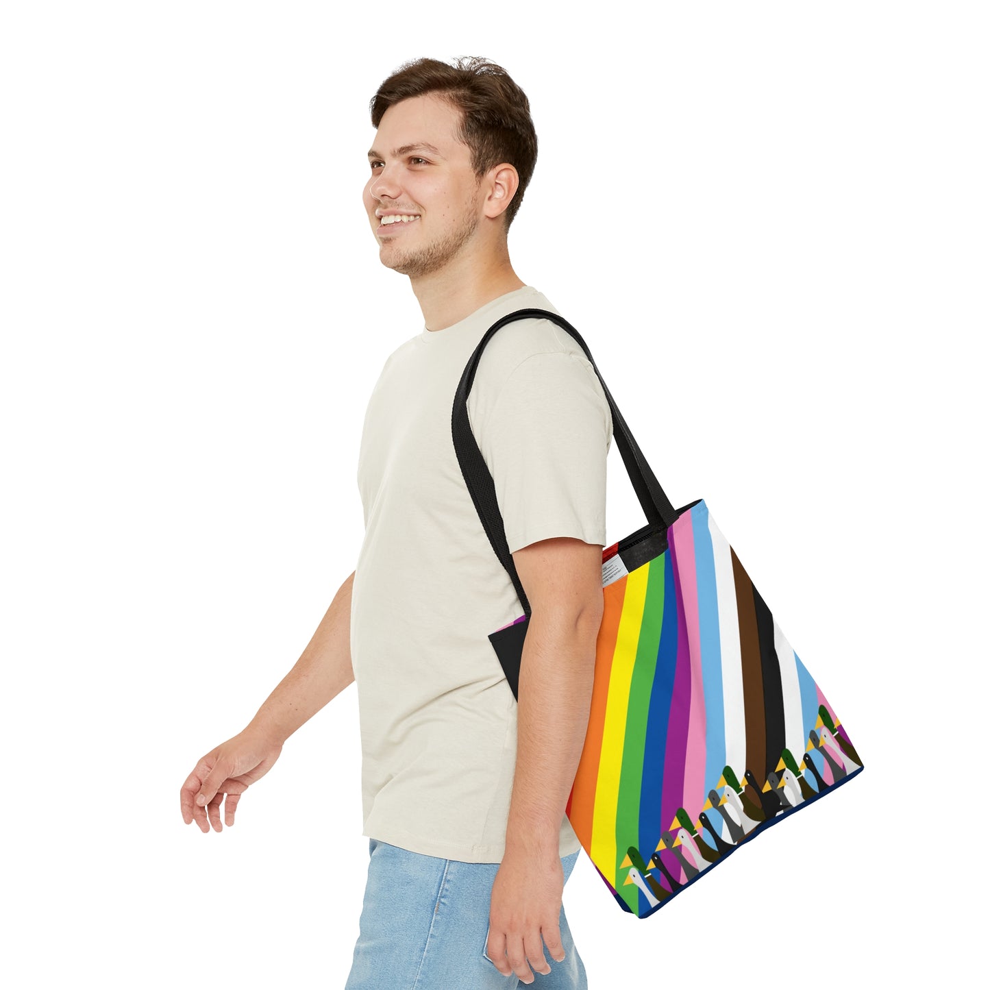 Ducks Marching - Pride Colors - Black - Tote Bag