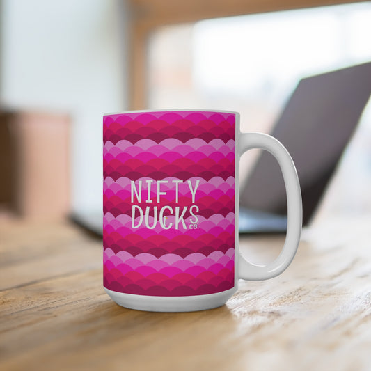 Variations on a Pink Rose - Sunrise - Logo2 - Mug 15oz