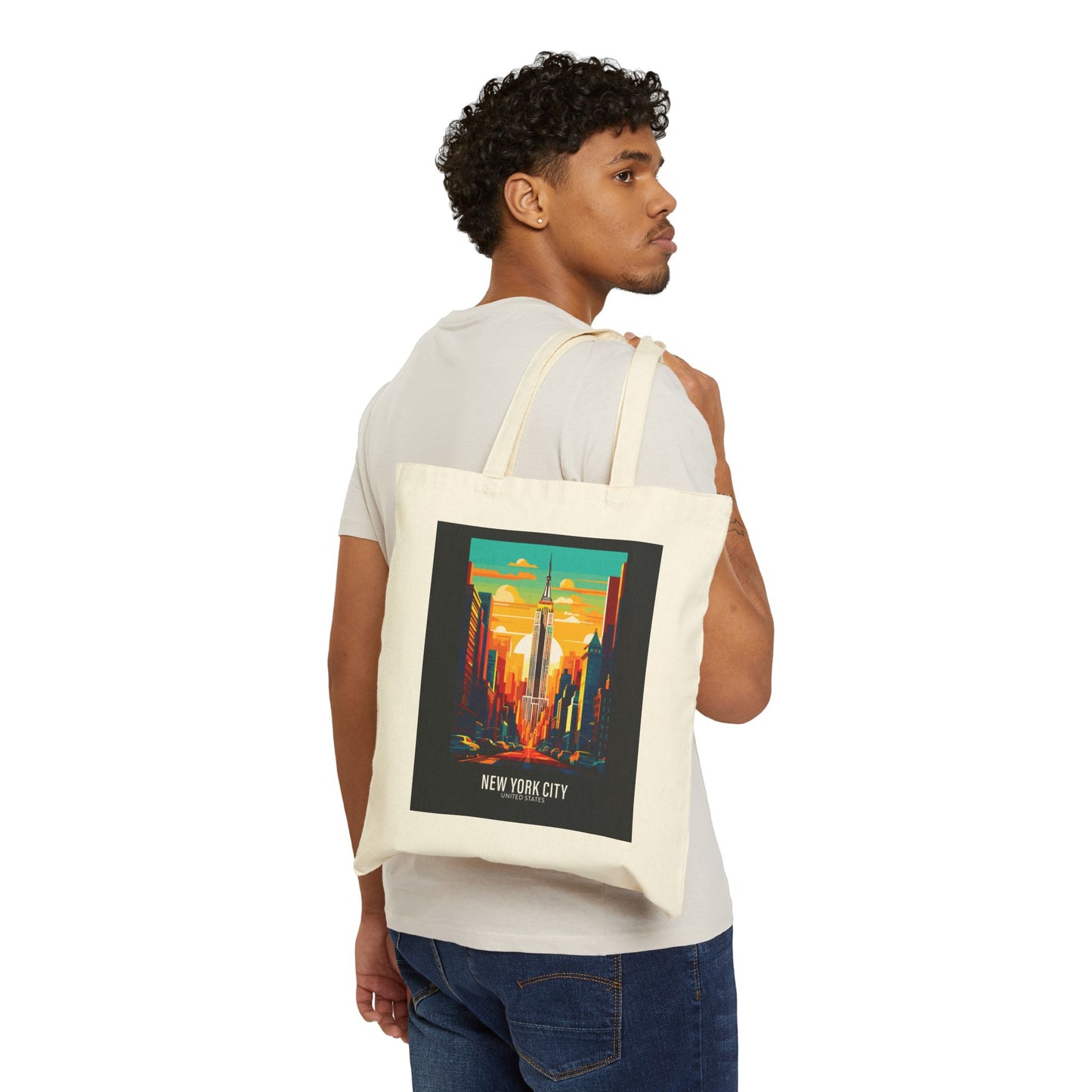 New York City - United States - Black 000000 - Cotton Canvas Tote Bag