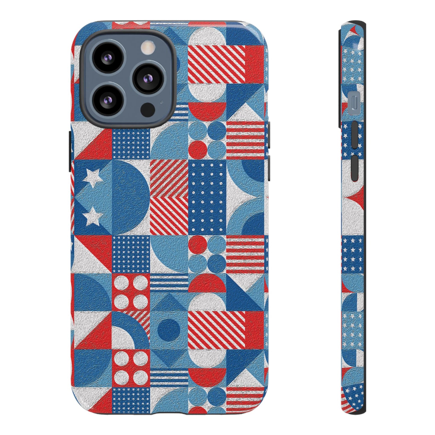 Red White and Blue Bold Pattern - BIG - Oil Paint Texture - Tough Cases