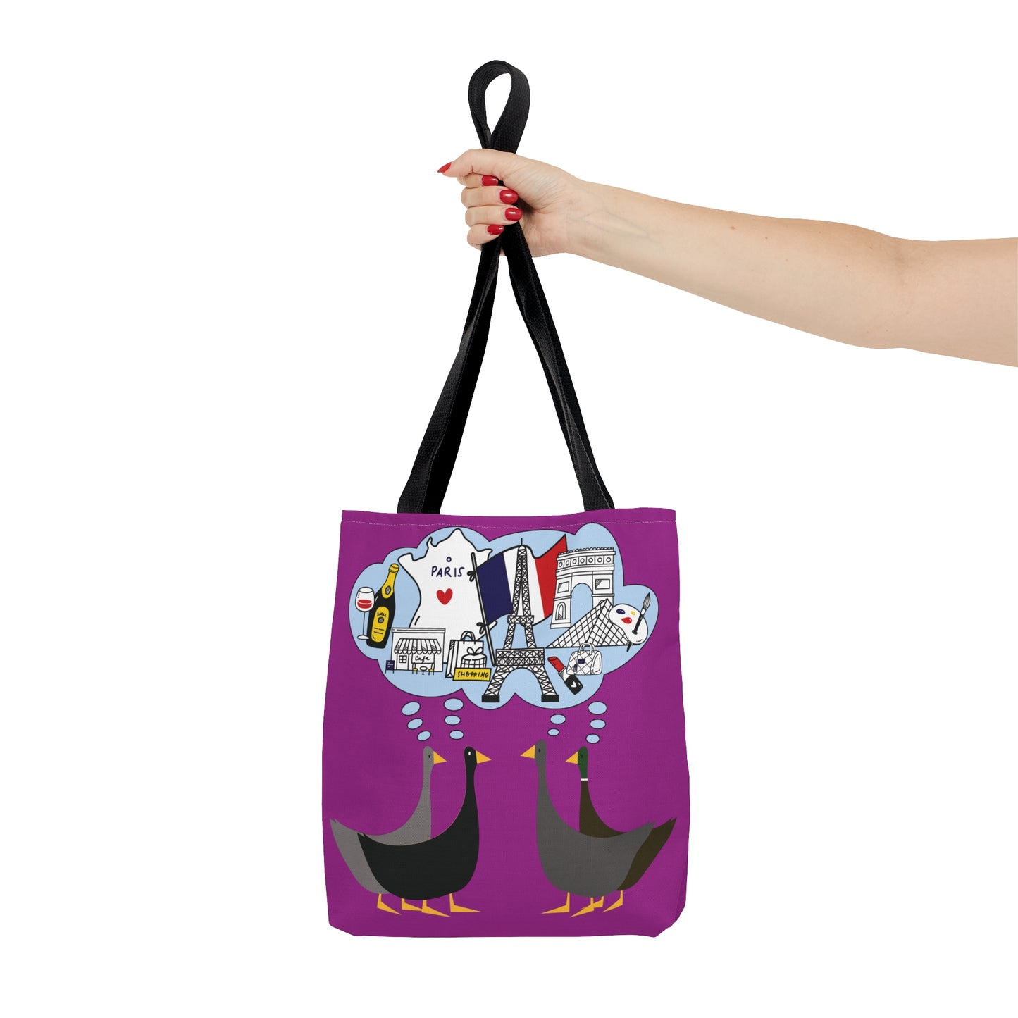 Ducks dreaming of Paris - Deep Magenta B805AE - Tote Bag