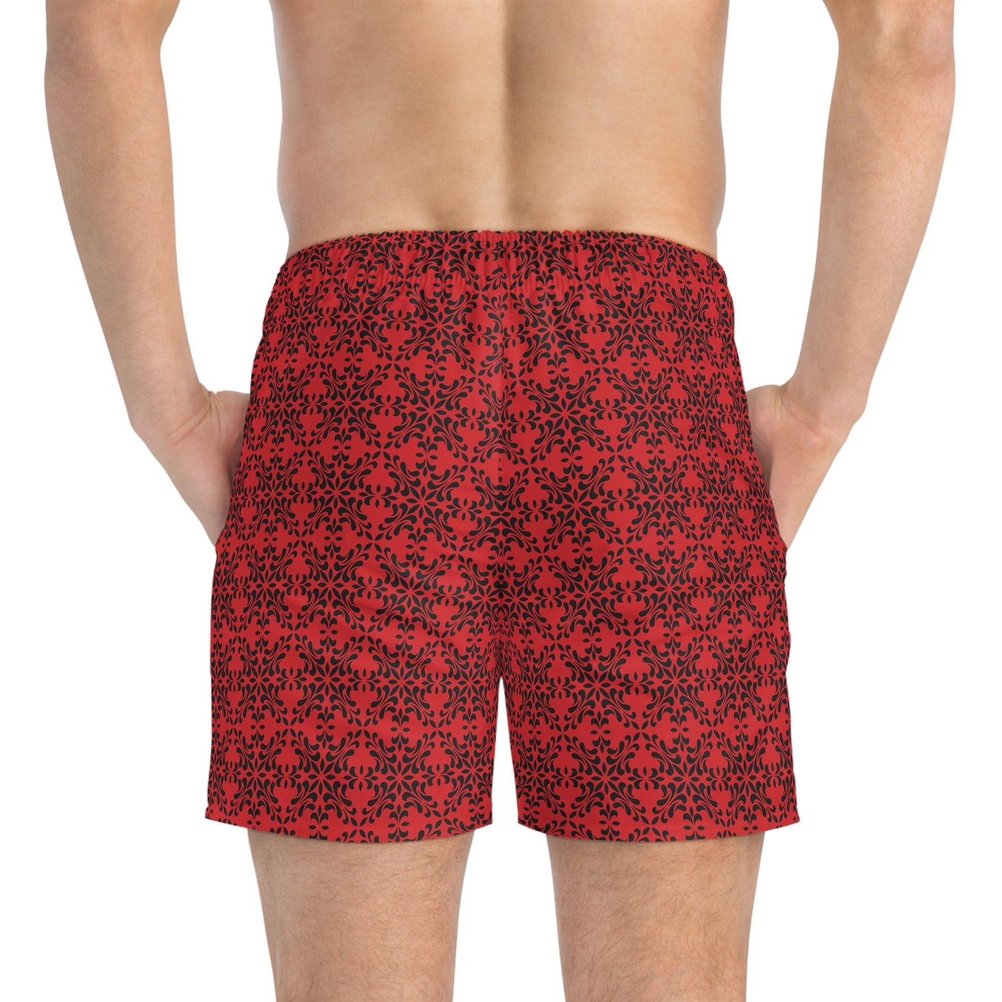 Vibrant Kaleidoscope - Black - Scarlet - Swim Trunks