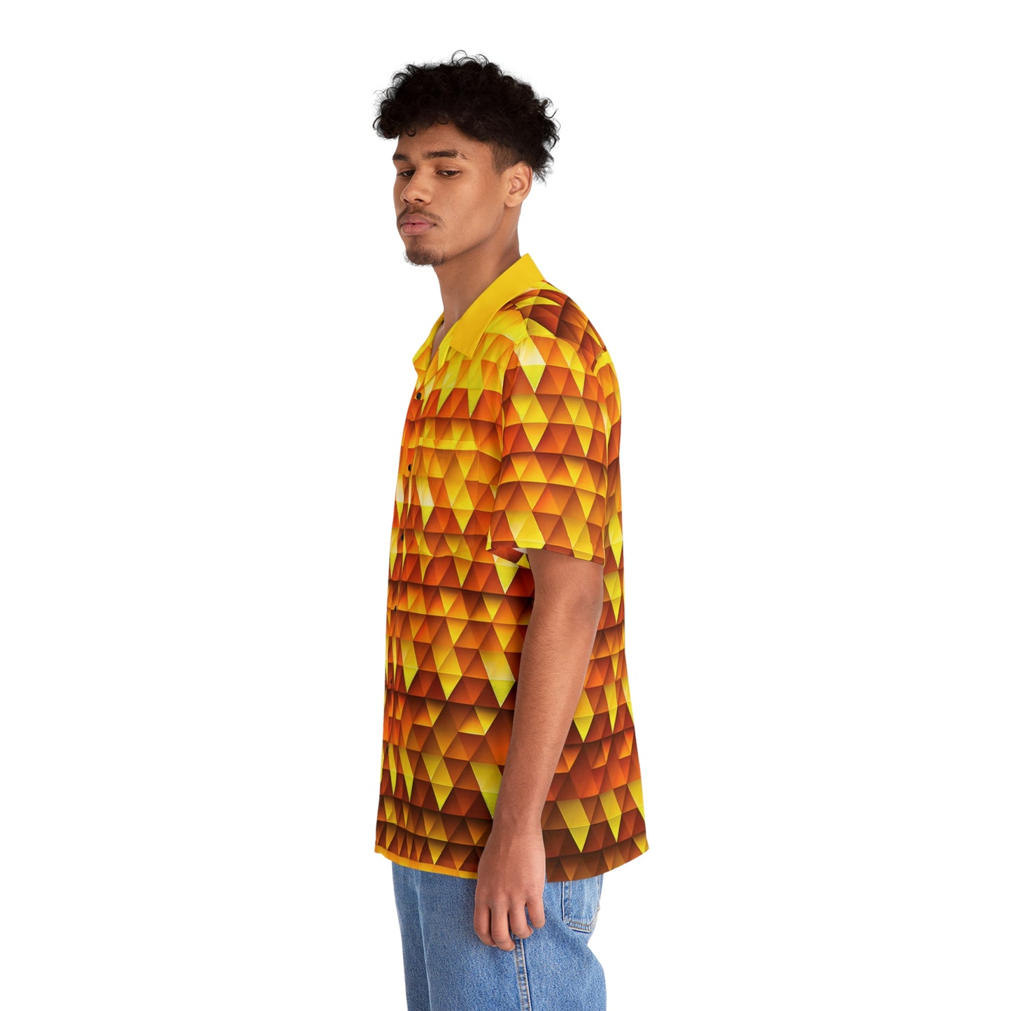 Golden Radiance - Sizzling Sunrise ffdb00 - Men's Hawaiian Shirt