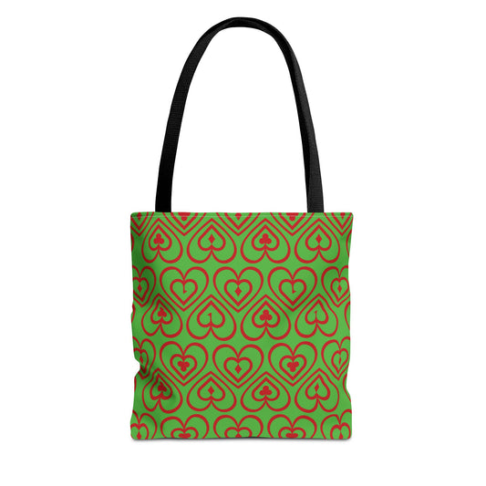 Ducks in the Deck - Red - Bright Apple Green 56BD00 - Tote Bag