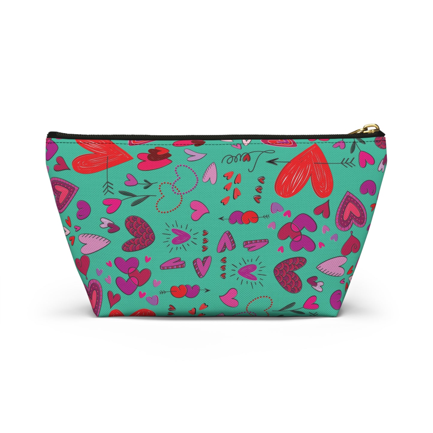 Heart doodles - Turquoise 12d3ad - Accessory Pouch w T-bottom