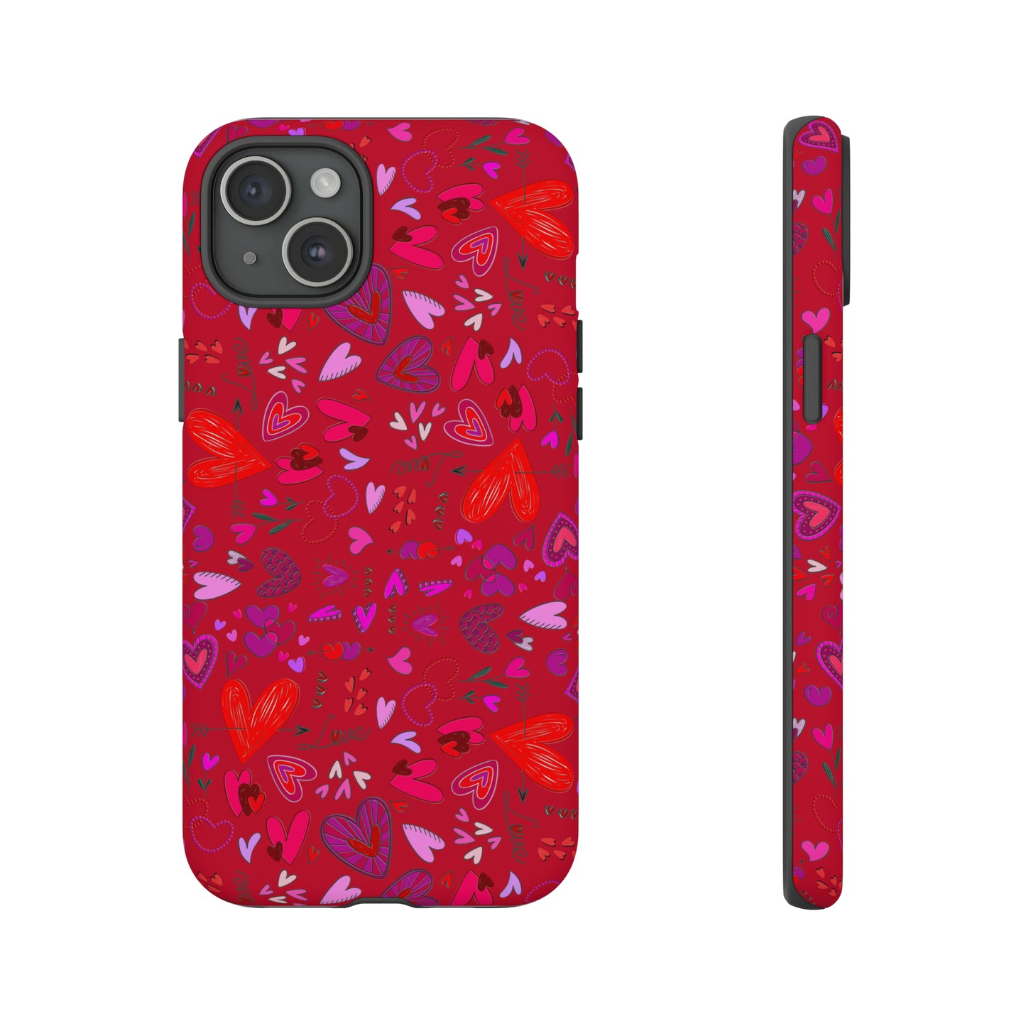 Heart Doodles - Fire Engine Red c8092e - Tough Cases