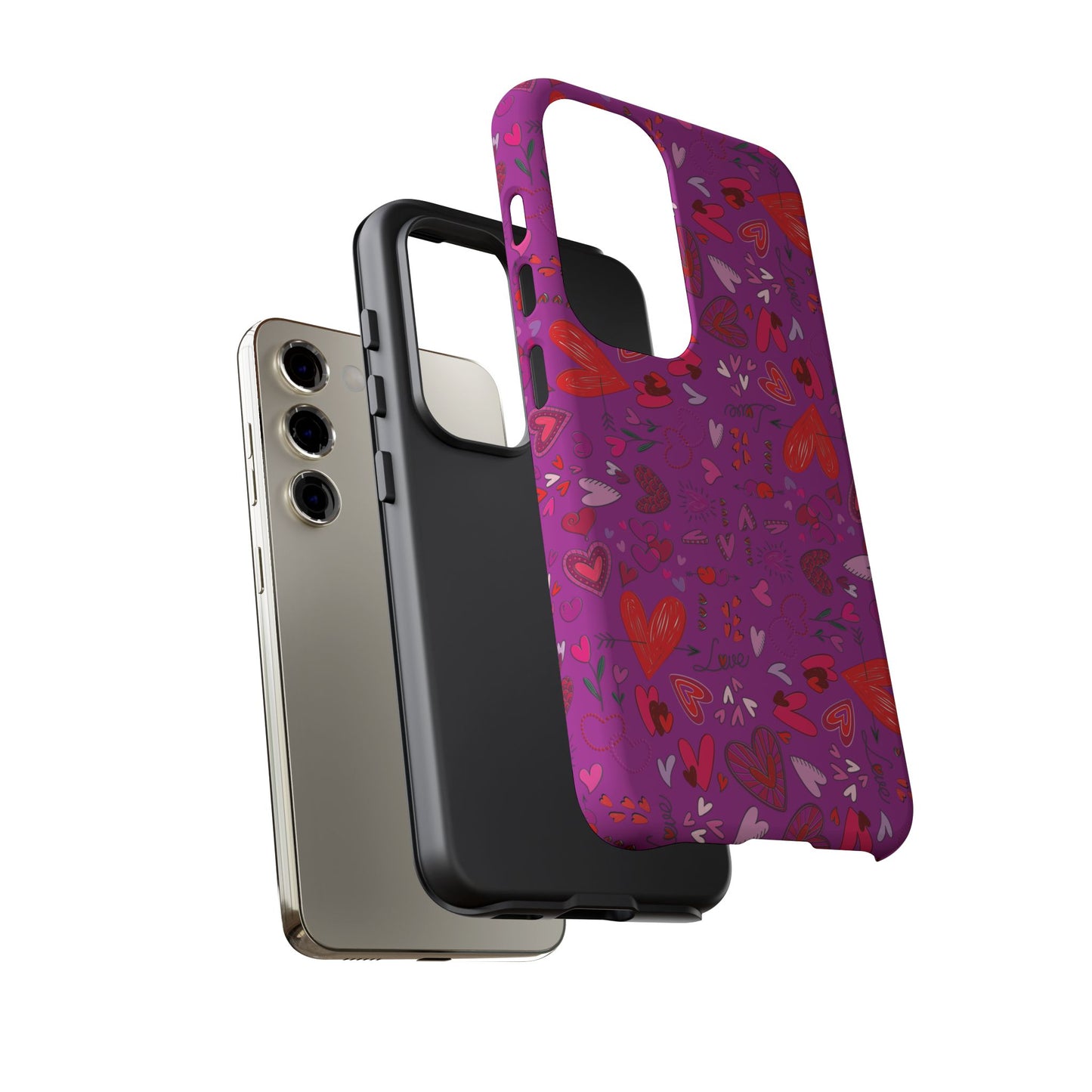 Heart Doodles - Deep Magenta B805AE - Tough Cases