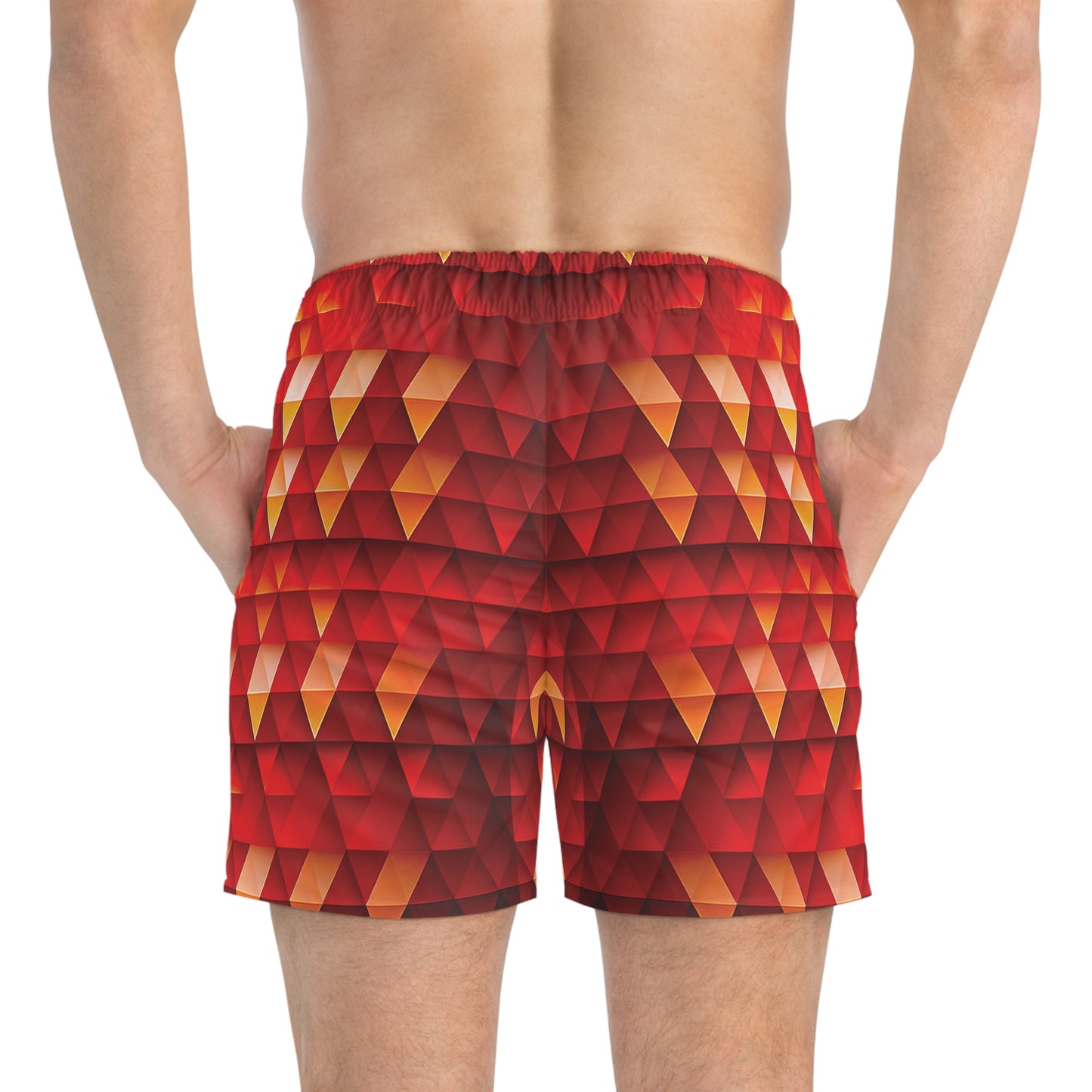 Geometric Flame - Red Triangles - Dark Candy Apple Red a00000 - Swim Trunks