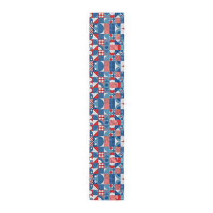 Red White and Blue Bold Pattern - Oil Paint Texture - Table Runner