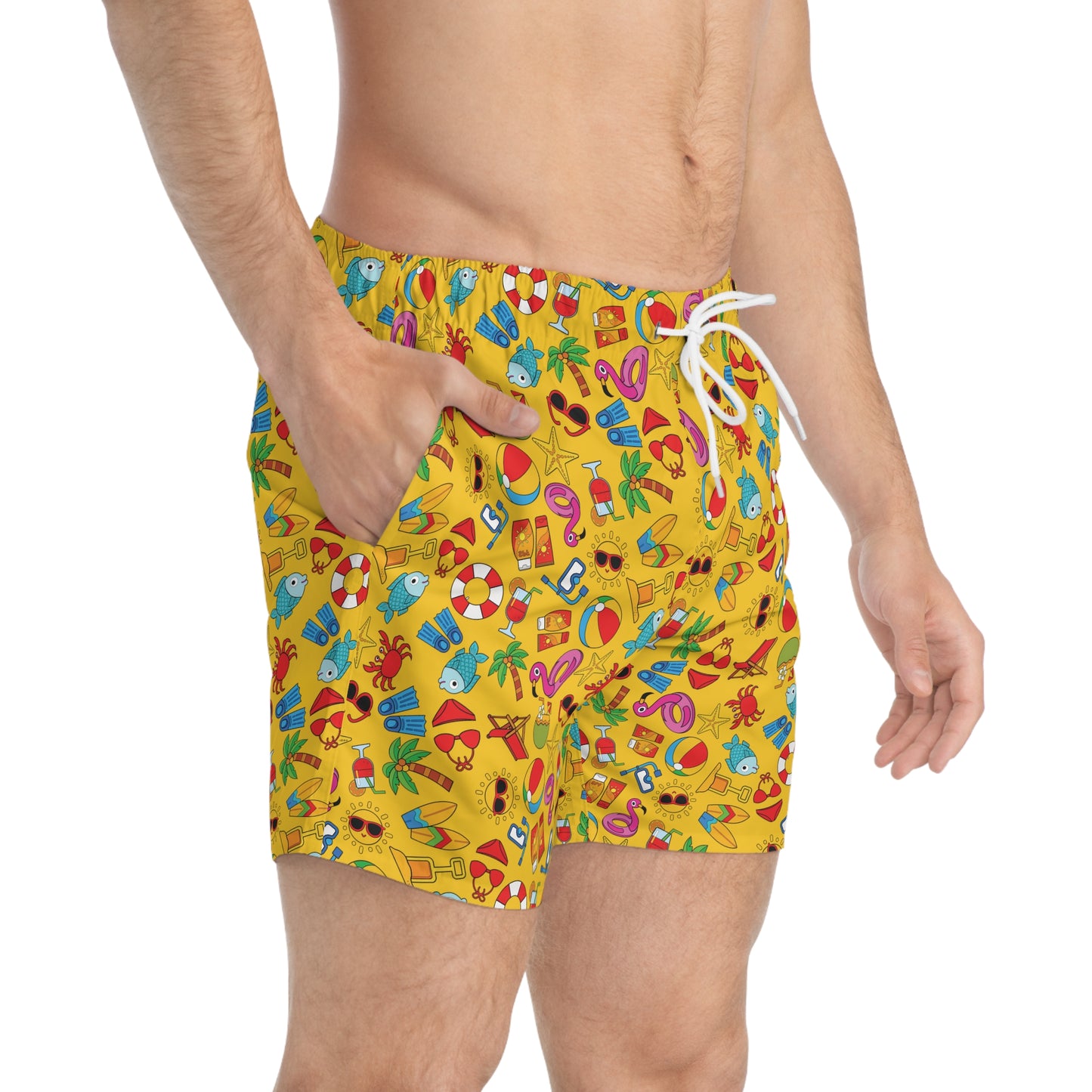 Summer Vibes - Gold Color ffcc00 - Swim Trunks