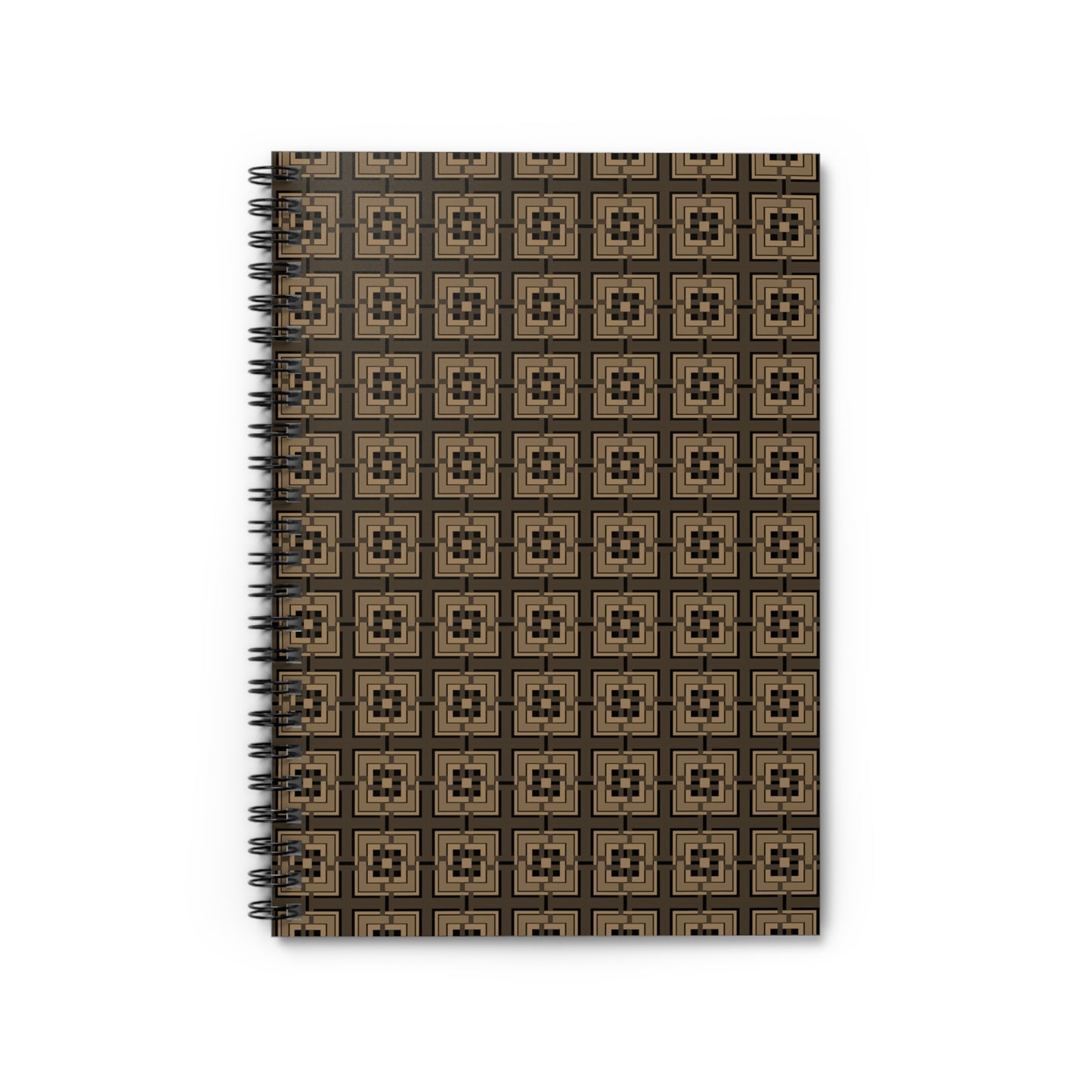 Intersecting Squares - Brown - Black - Spiral Notebook - Ruled Line