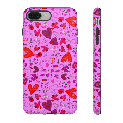 Heart Doodles - Fuschia Pink ff8eff - Tough Cases