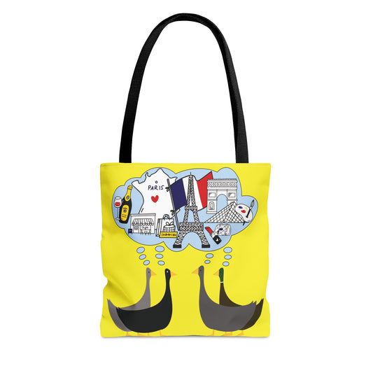 Ducks dreaming of Paris - Yellow fff800 - Tote Bag