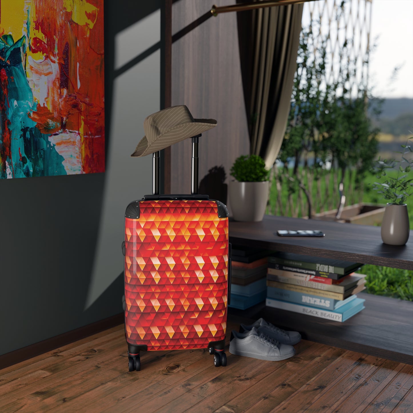 Geometric Flame - Red Triangles - Suitcase