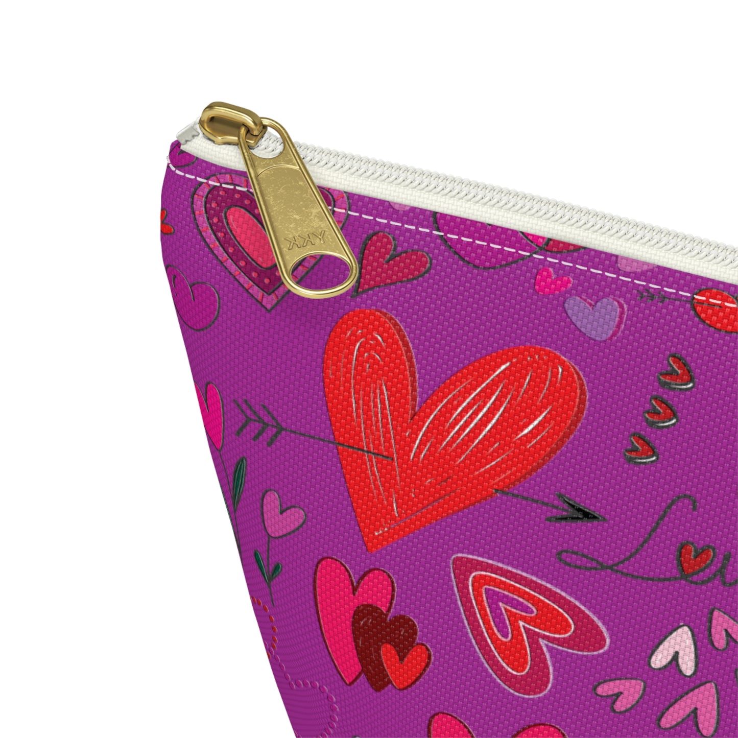 Heart doodles - Deep Magenta B805AE - Accessory Pouch w T-bottom