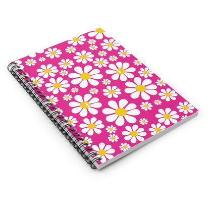 Ducks in Daisies - Mean Girls Lipstick ff00a8 - Spiral Notebook - Ruled Line