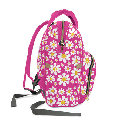 Ducks in Daisies - Mean Girls Lipstick ff00a8 - Multifunctional Diaper Backpack