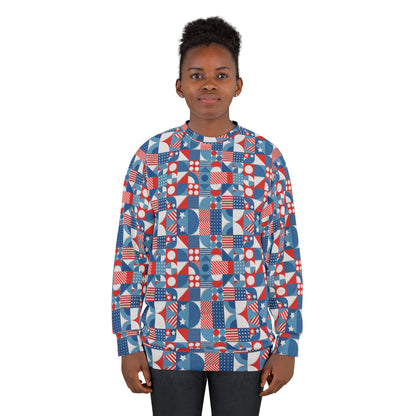 Red White and Blue Bold Pattern - Oil Paint Texture - Unisex Sweatshirt (AOP)