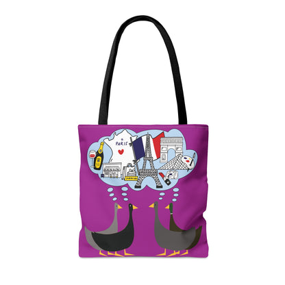 Ducks dreaming of Paris - Deep Magenta B805AE - Tote Bag