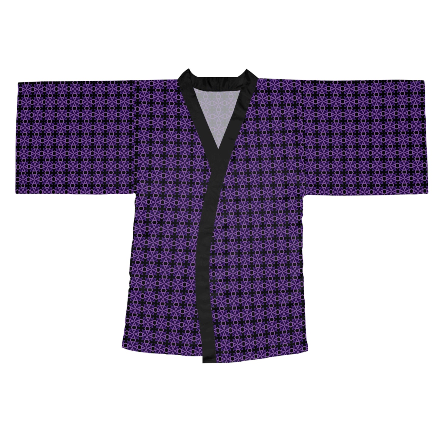 Letter Art - A - Black 000000 - Long Sleeve Kimono Robe (AOP)
