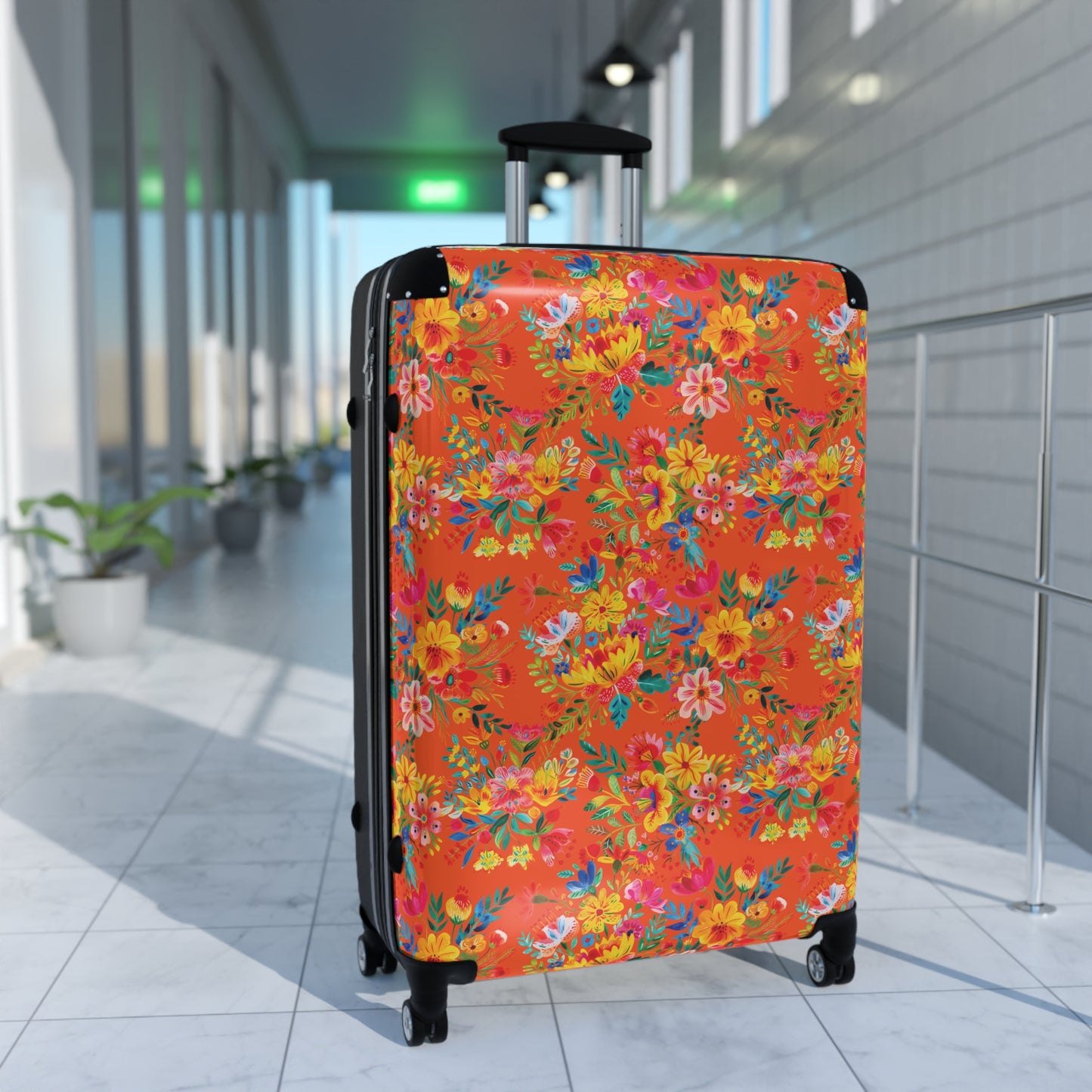 Bright Bold Watercolor Flowers - Orange FE5000 - Suitcase