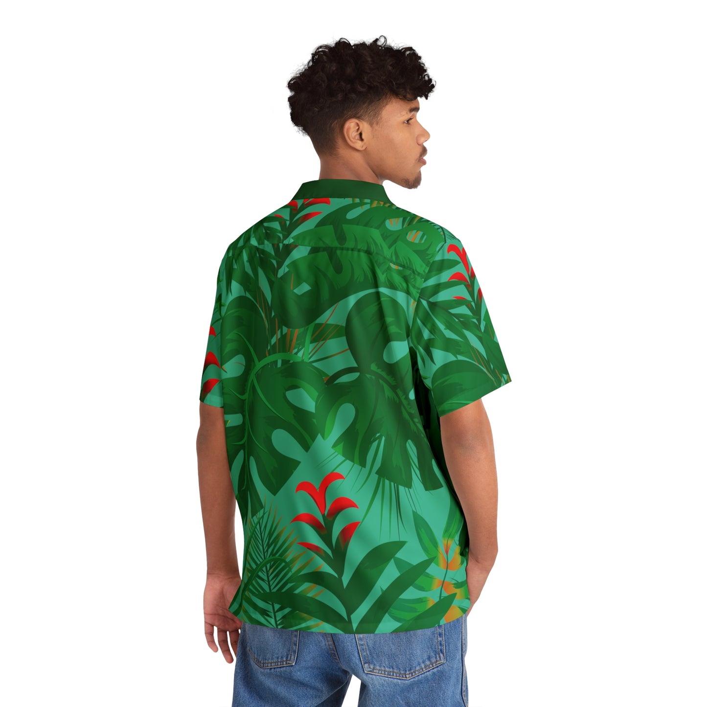 Tropical Hideaway - Turquoise 12d3ad - Men's Hawaiian Shirt