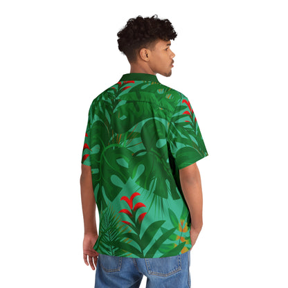 Tropical Hideaway - Turquoise 12d3ad - Men's Hawaiian Shirt