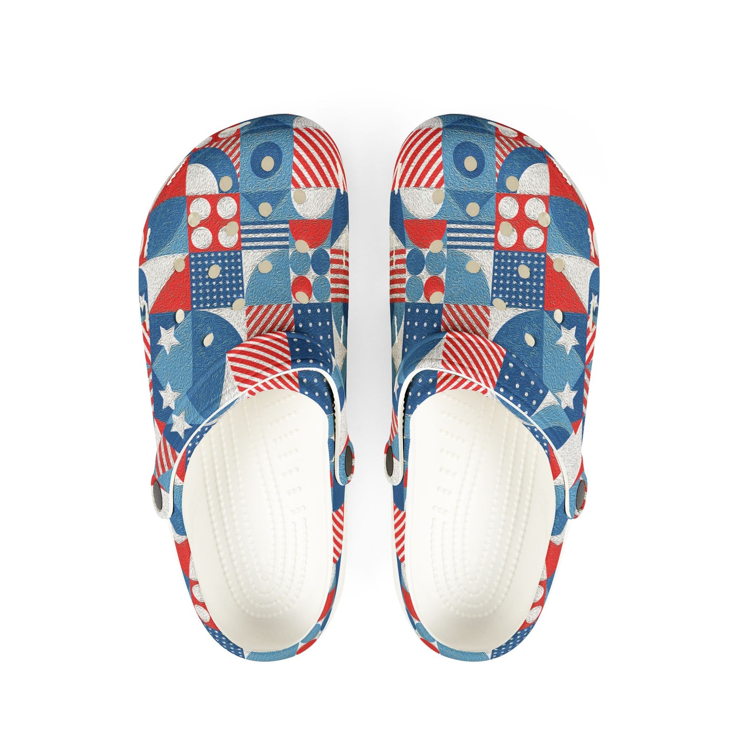 Red White and Blue Bold Pattern - Oil Paint Texture - EVA Foam Rubber Shoes