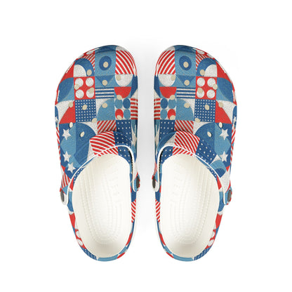 Red White and Blue Bold Pattern - Oil Paint Texture - EVA Foam Rubber Shoes