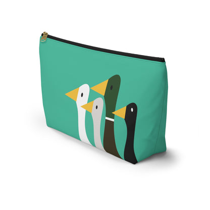 Nifty Ducks Co. Logo2 - ducks - Turquoise 12d3ad - Accessory Pouch w T-bottom