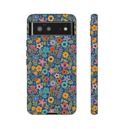 Playful Spring flowers - blue - Tough Cases