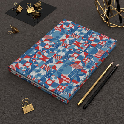 Red White and Blue Bold Pattern - Oil Paint Texture - Hardcover Journal Matte