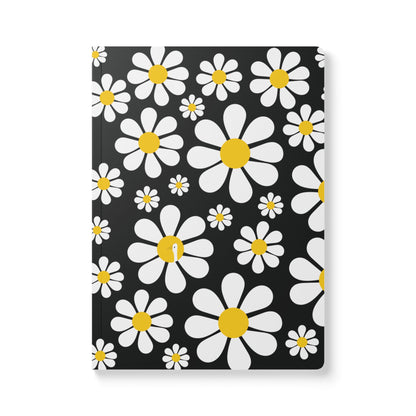 Ducks in Daisies - Black 000000 - Softcover Journal