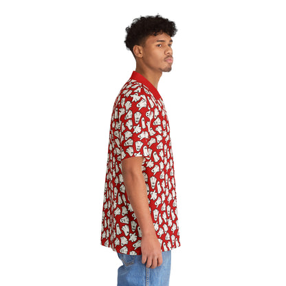 Boo - Ghosts - Halloween - Scarlet de0000 - Men's Hawaiian Shirt