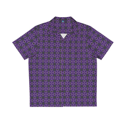 Letter Art - A - Purple - Black 000000 - Men's Hawaiian Shirt